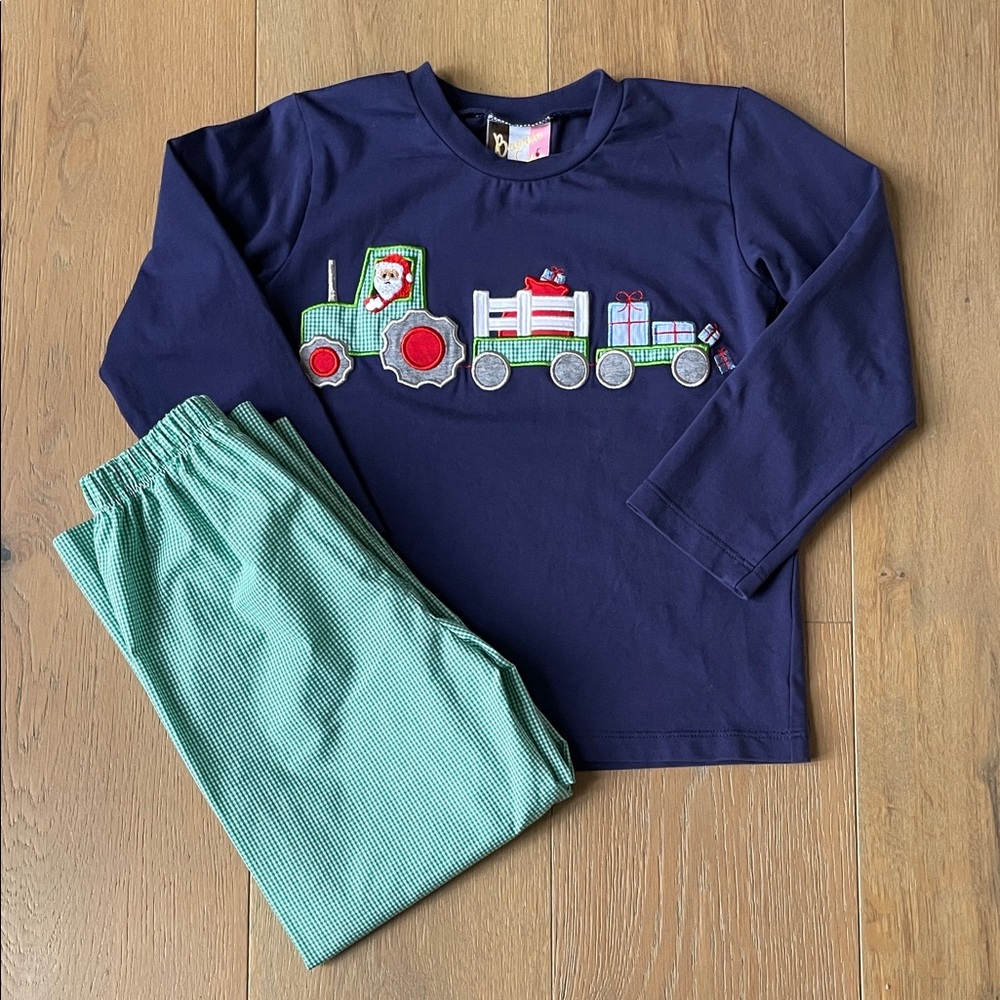 Tractor Santa Christmas outfit, size 5